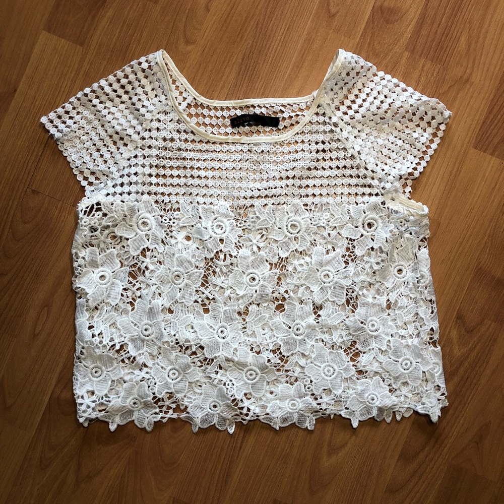 Vintage Lace semi sheer crop top